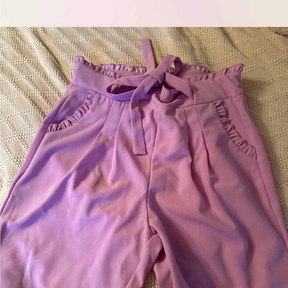 Lavender Tie-Waist Pants - Picture 3 of 3